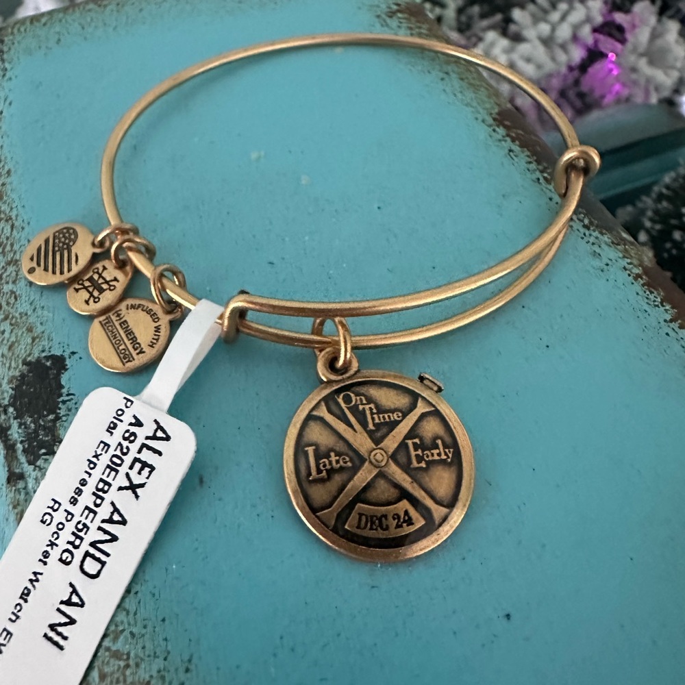 ❄️⏱️ NWT Alex and Ani Sand Polar Express Pocket Watch in Rafaelian Gold ⏱️❄️